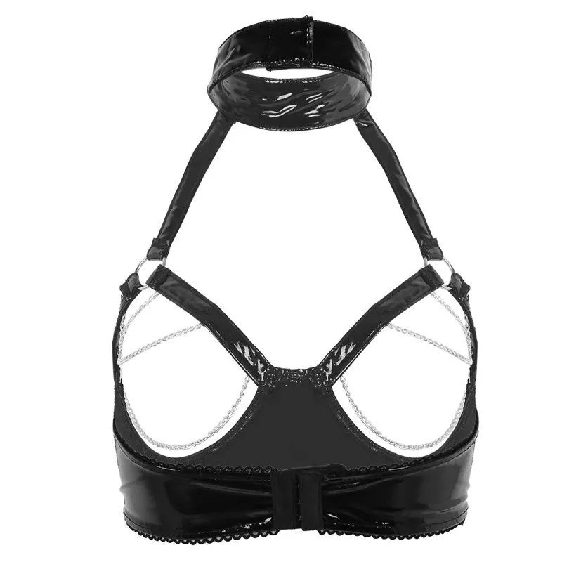 Сексуальное женское нижнее белье из искусственной кожи открытые чашечки