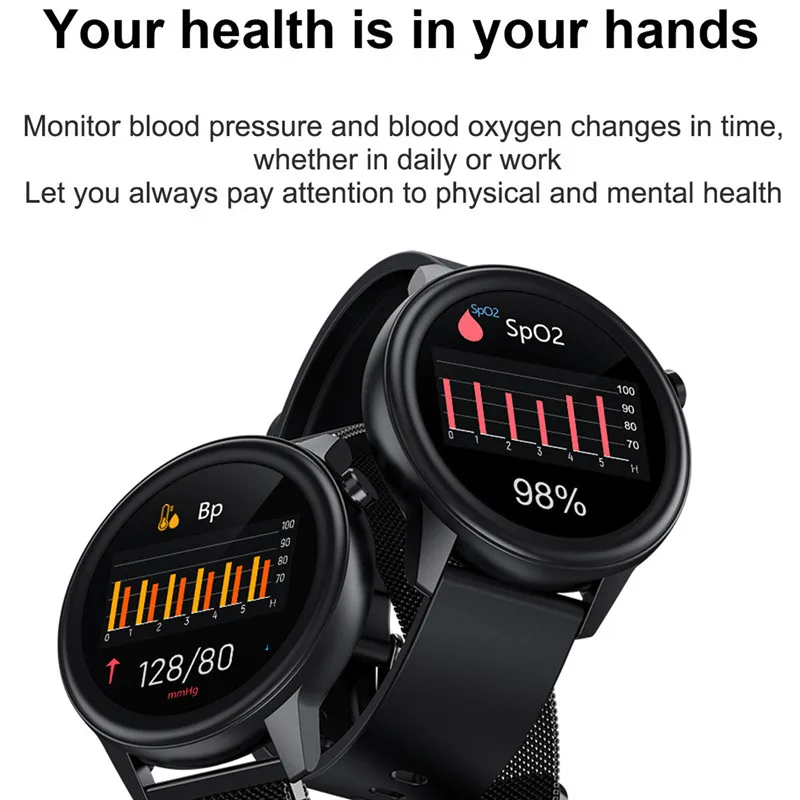 

F81 Business Smart Watch Men Body Temperature IP68 Waterproof Blood Pressure Heart Rate Fitness Tracker Sports Smartwatch