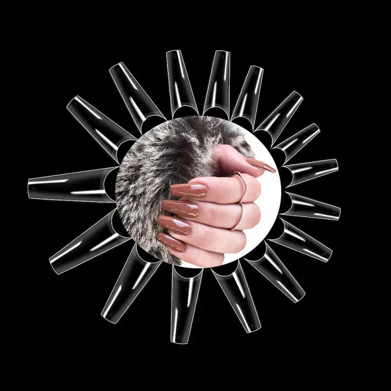 500 шт./пакет натуральные накладные ногти для маникюра прозрачные белые