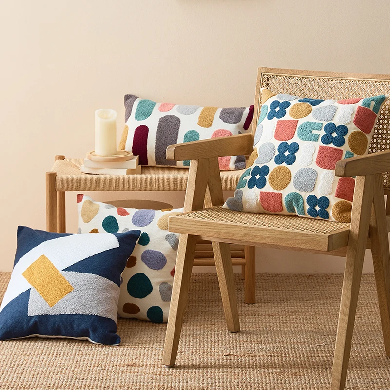 

Floral Cushion Cover Cute Dots Embroidery Pillow Cover 45x45cm/30x50cm Soft Cozy Home Decoration for Living Room Kids Room