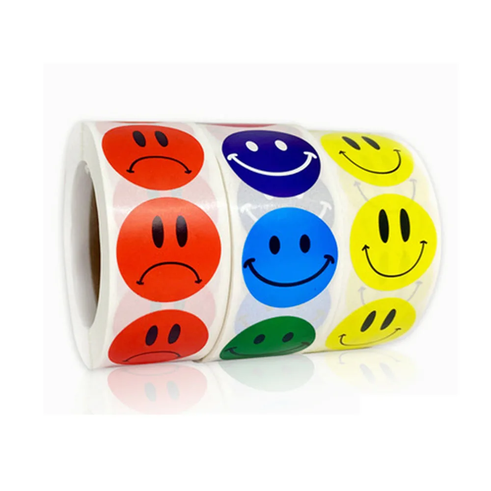 500 шт./рулон смайлик/грустно уход за кожей лица наклейки для учителей награда