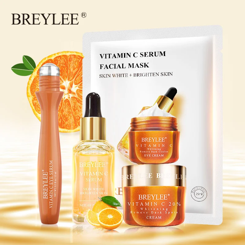 

BREYLEE Vitamin C Series Whitening Face Mask Eye Cream Serum Moisturizing Skin Care Essence Remove Dark Circle Spots Ageless Set