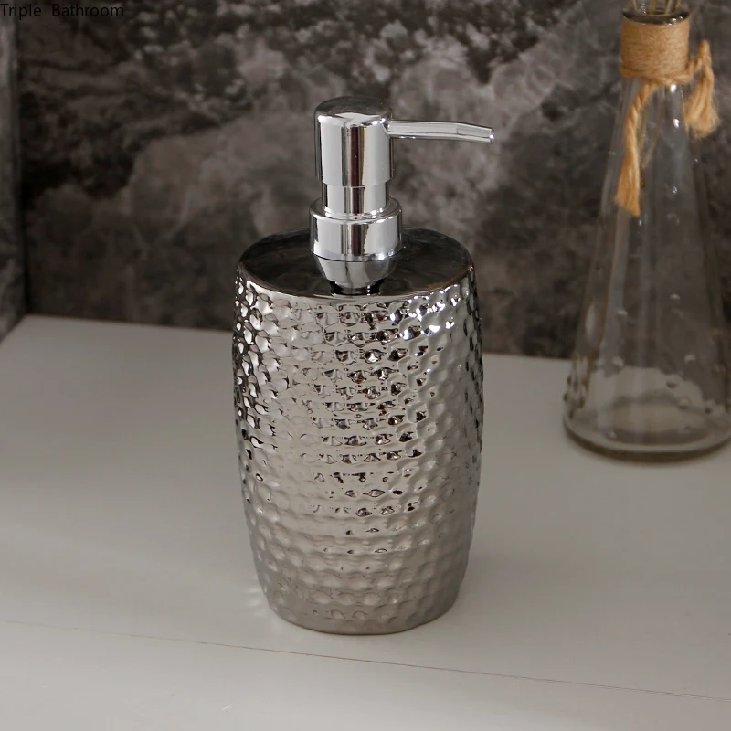 

Керамический дозатор жидкого мыла в скандинавском стиле из чистого серебра, аксессуары для ванной комнаты, флакон для шампуня, лосьона, доз...