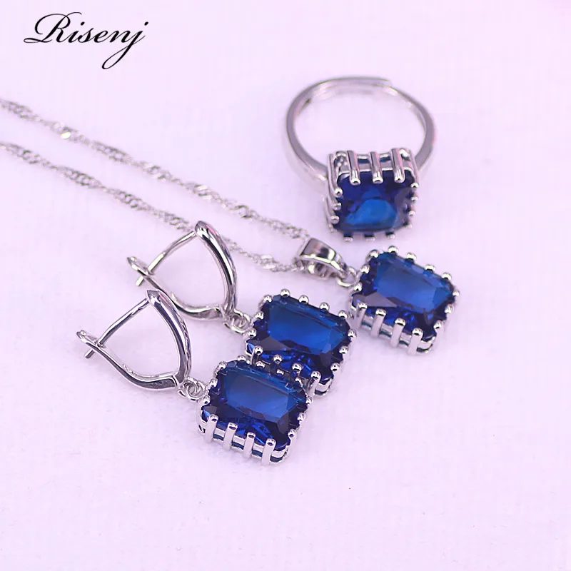 Акция много цветов s синий камень квадратный серебряный цвет бижутерия для