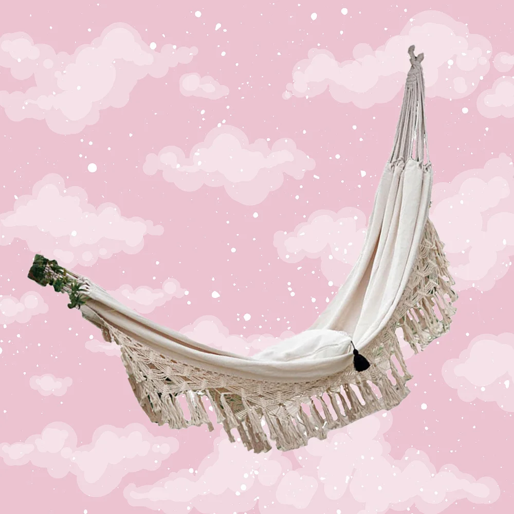 

Tassel Canvas Hammock Garden Tassel Swing Hammock Double People Hammock Outdoor Canvas Hammock