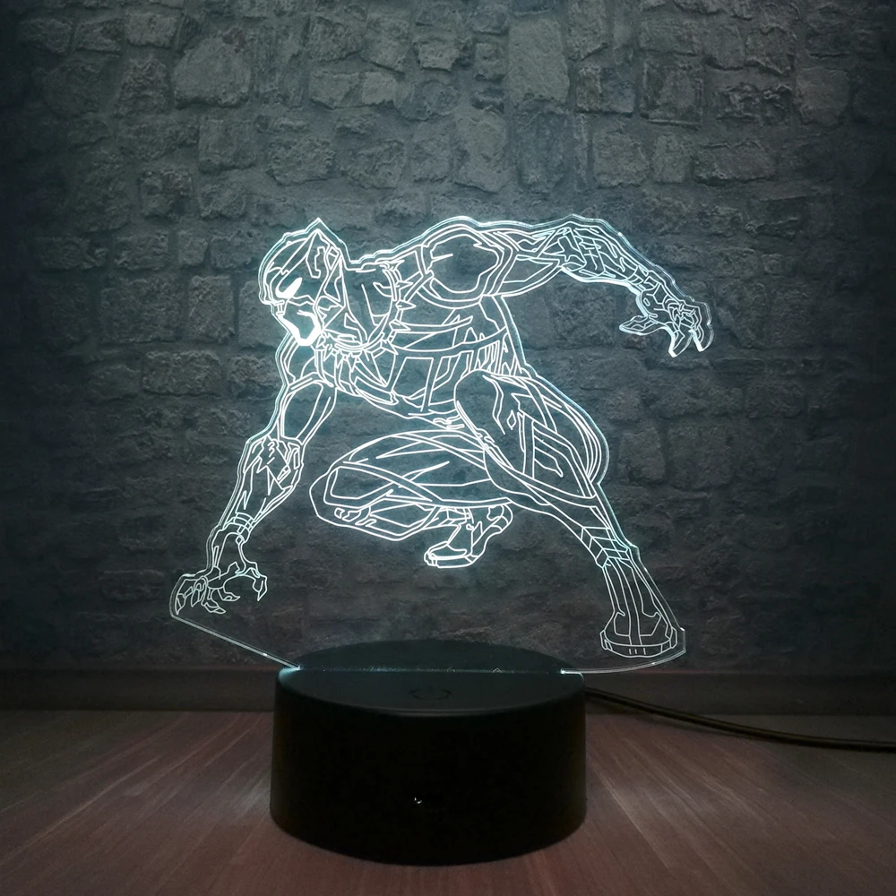 Мстители 3D лампа USB ночник RGB Черная пантера герой комиксов 7 цветов Настольная лампа Праздничная Вечеринка настроение Лава детская игрушка подарок