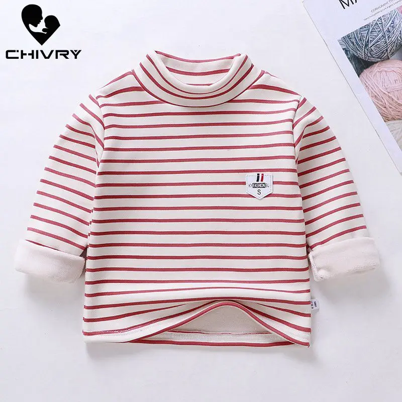 Новинка 2020 осенне-зимняя детская футболка в полоску для мальчиков и девочек топы