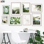 Зеленая лес трава водопад суккуленты искусственная Картина на холсте скандинавские плакаты и принты настенные фотографии для гостиной