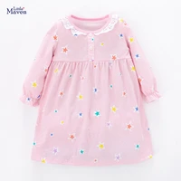 little maven new spring autumn kids pink striped printed o neck lace girls 2 6yrs full sleeved cotton knitted casual dresses