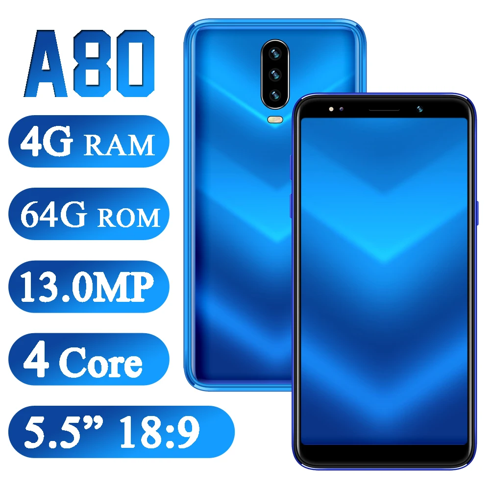 Глобальная версия смартфона A80 4 Гб ОЗУ 64 ПЗУ Android 5 5-дюймовый экран камера 13 МП