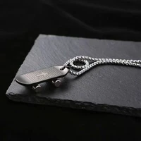 european and american retro trendy punk fashion sweater accessories stainless steel chain skateboard pendant mens necklace
