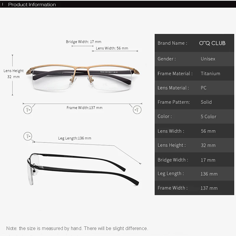 O-Q клубный дизайн мужские титановые сплав оправа для очков мужчин квадратный