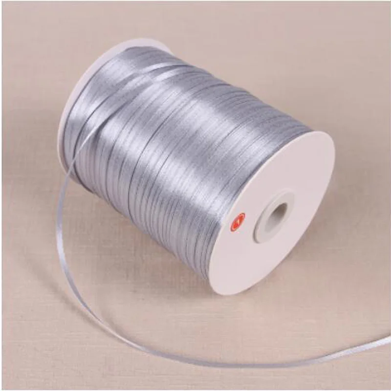 

Новинка, Серебряная Атласная Лента 1/8 дюйма, 3 мм, 880 ярдов/партия для декоративно-прикладного искусства и шитья, украшение для рождественско...