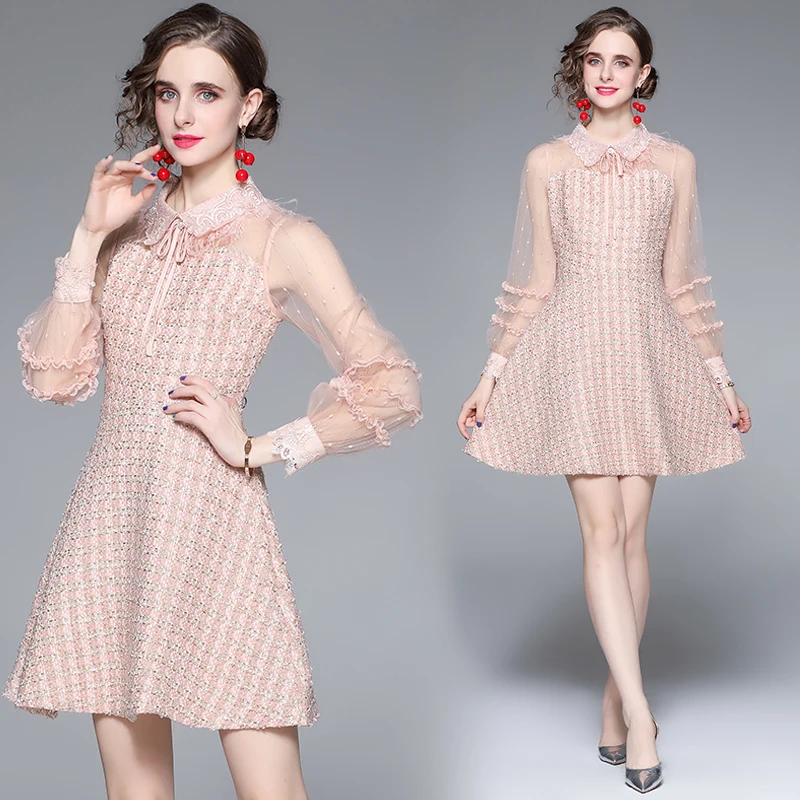 

Женское мини-платье с длинным рукавом, в стиле пэчворк