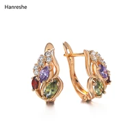 hanreshe copper stud earrings punk jewelry party romantic luxurious natural zircon exquisite crystal couple earring women gift