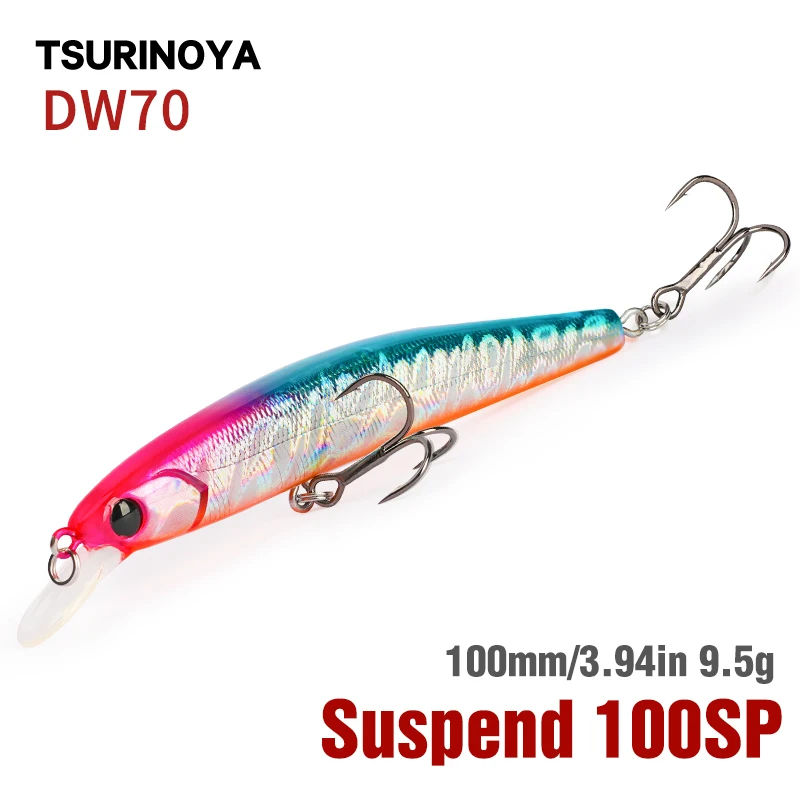 TSURINOYA Supending рыболовные приманки DW70 100SP Minnow спортивный приманка 100 мм 9,5g искусственные Swimbait Приманка жесткая Приманка Minnow