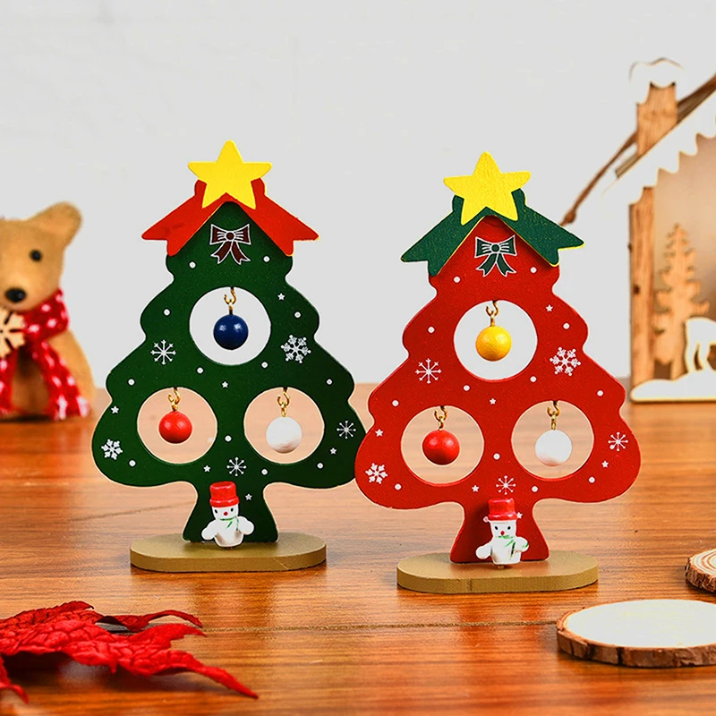

Christmas Decorations Wooden Christmas Tree Creative Scene Layout Ornaments Three-dimensional Red Xmas Table Desktop Decoration
