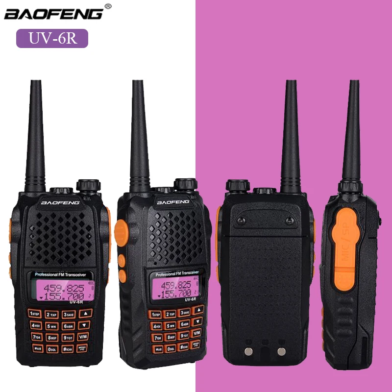 Baofeng UV-6R Walkie Talkie Portable Ham Vhf Uhf Transceiver Dual UV 6R Walky Talky Two-Way Hand-operated Radio Station Hunting