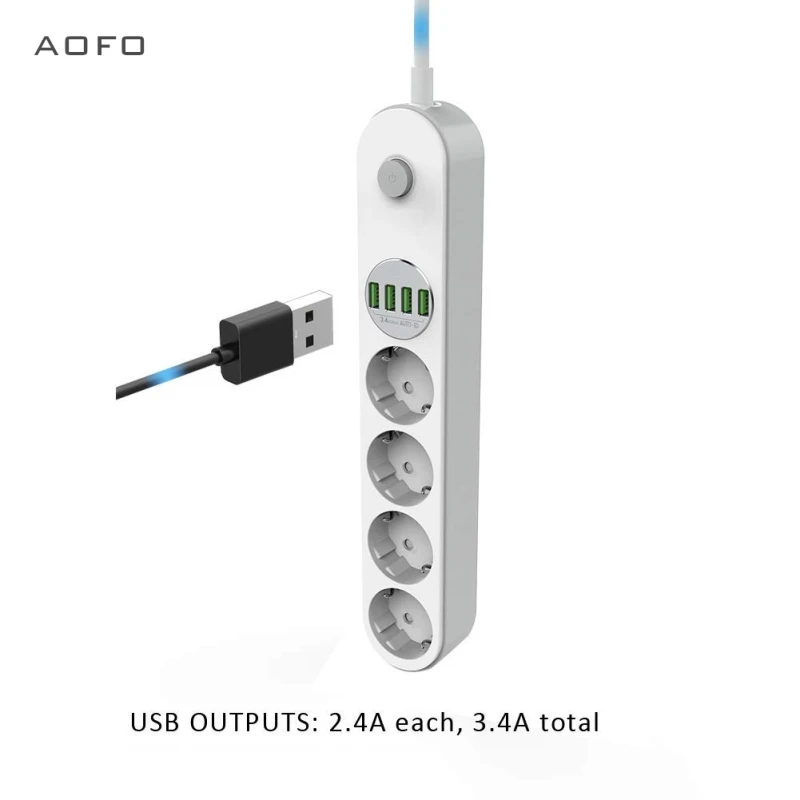 Удлинитель с USB стабилизатор напряжения несколькими разъемами 4 USB-порта и 6
