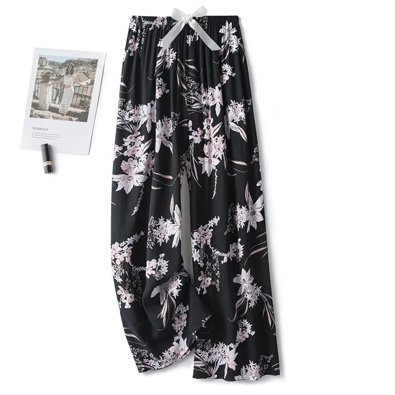 

Пижама женская из смесового хлопка, с эластичным поясом, с принтом