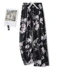 Пижама женская из смесового хлопка, с эластичным поясом, с принтом