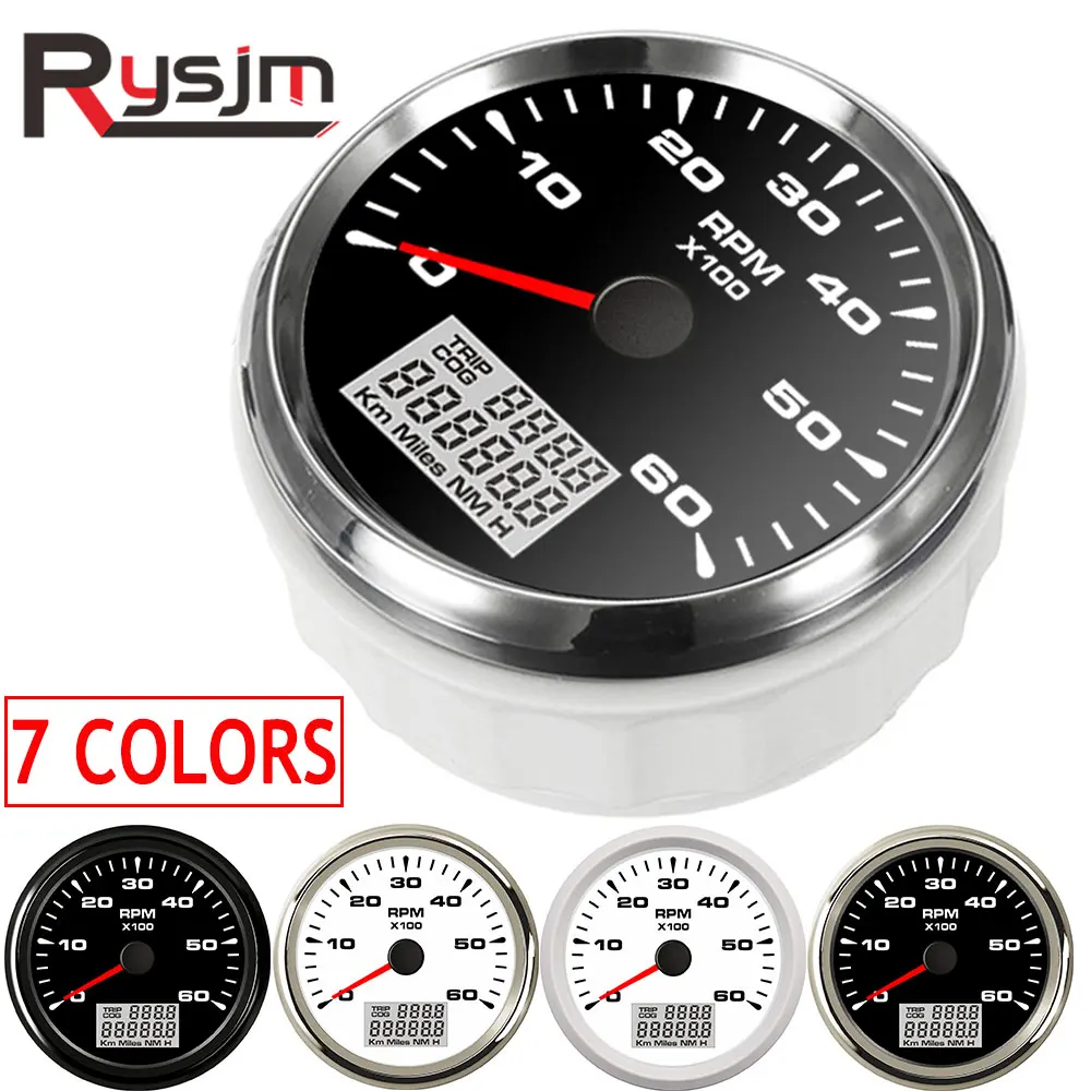 Водонепроницаемый 85 мм Тахометр для автомобиля Морской ЖК дисплей 6000 об/мин 7