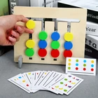 Игра-Головоломка Четырехцветная, по методике Монтессори, забавная образовательная 2-сторонняя скользящая логическая деревянная головоломка для малышей