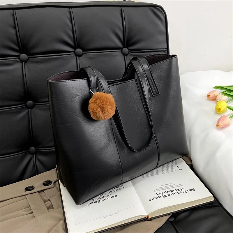 

Soft Leather Tote Bag Handbag Womens Shoulder Bag High Capacity Female Handbag Tote Shoulder Bag