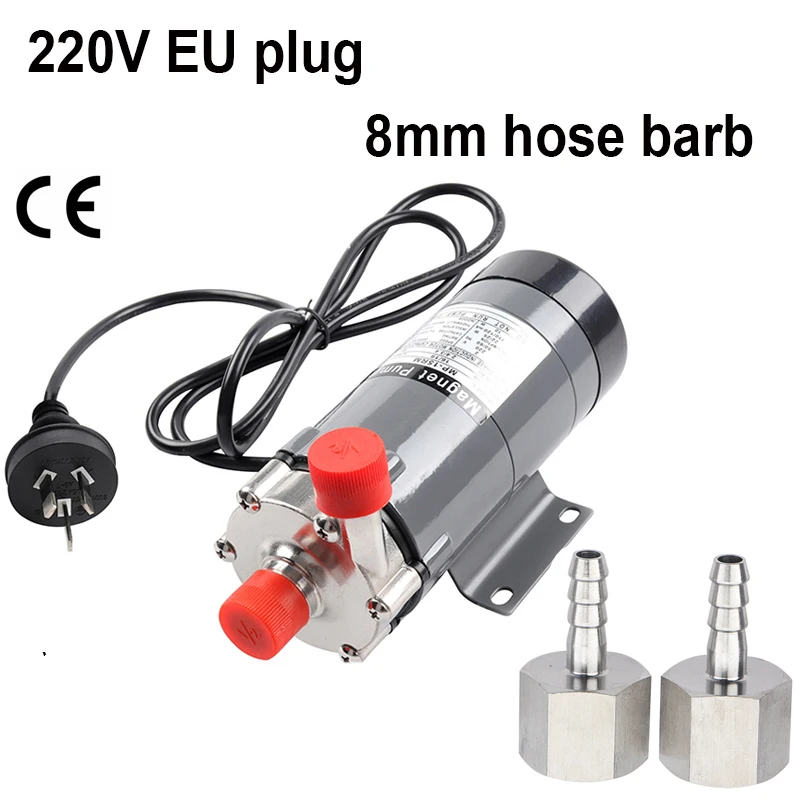 EU Plug Магнитный приводной насос, пищевой высокотемпературный Магнитный насос с Нержавеющей Головкой 15RM с 1/" резьбой NPT для домашнего заваривания - Цвет: EU Plug