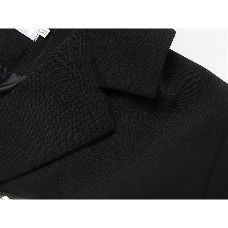 Женский Повседневный Блейзер на молнии черный свободный пиджак с длинным