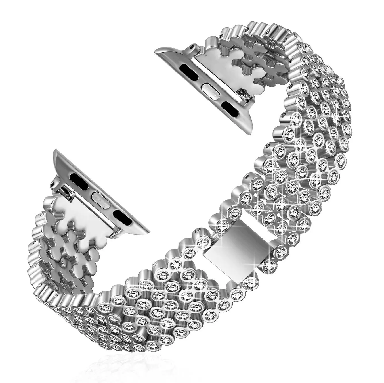 silver Алмазный ремешок для Apple Watch, ремешок 40 мм, 44 мм, стильный браслет из нержавеющей стали с кристаллами для iWatch, ремешок 38 мм, 42 мм, серия 5, 4, 3, 2 - Цвет ремешка: silver