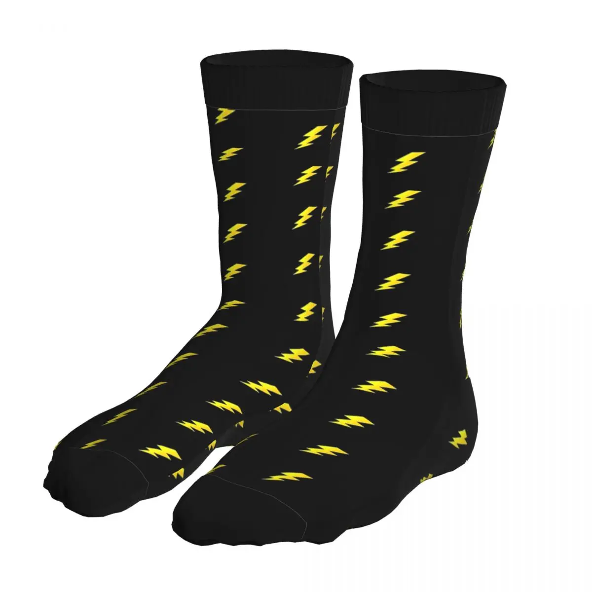 

Zap Bang Cartoon Lightening Bolt Thick Contrast Color Socks Men 90% Polyester Fashion Middle Tube Socks Storm Zig Zag Power Gift