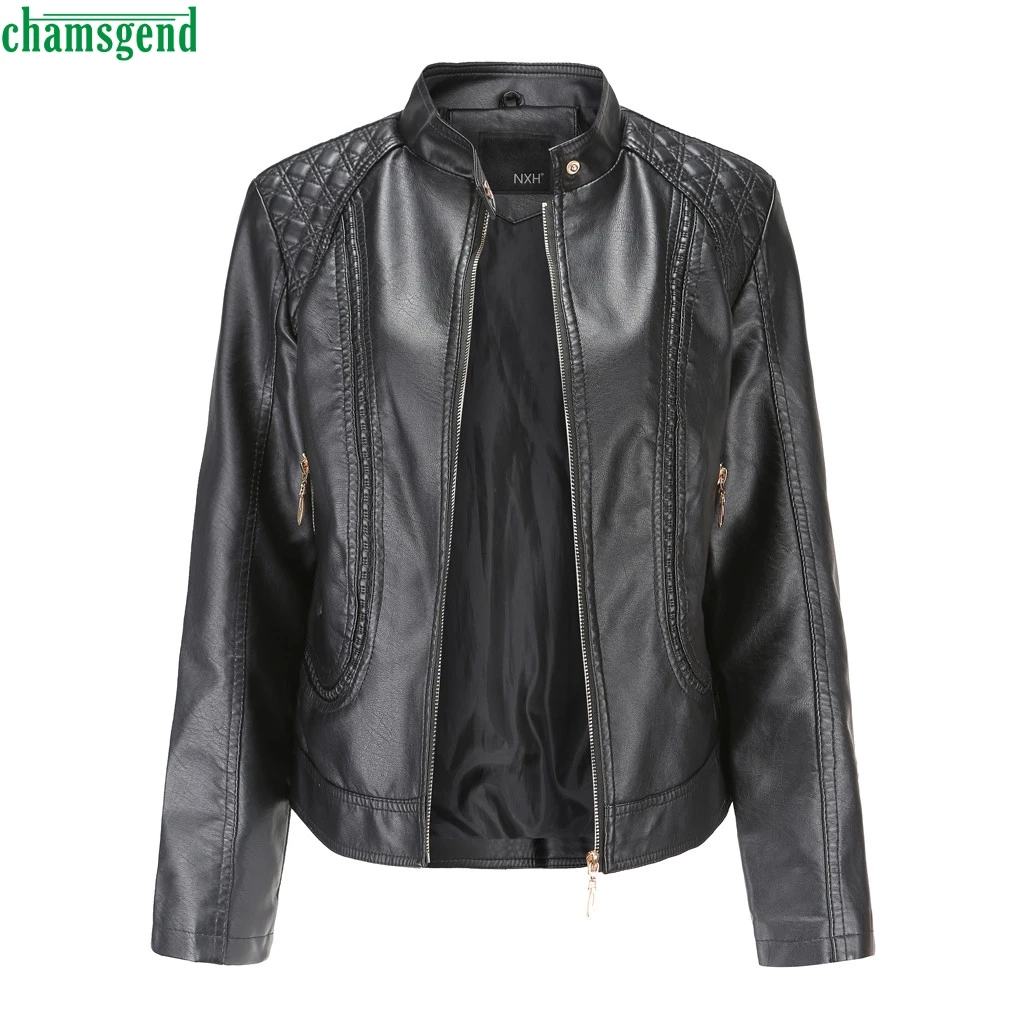 Кожаная куртка со стоячим воротником в байкерском и стиле женская верхняя одежда
