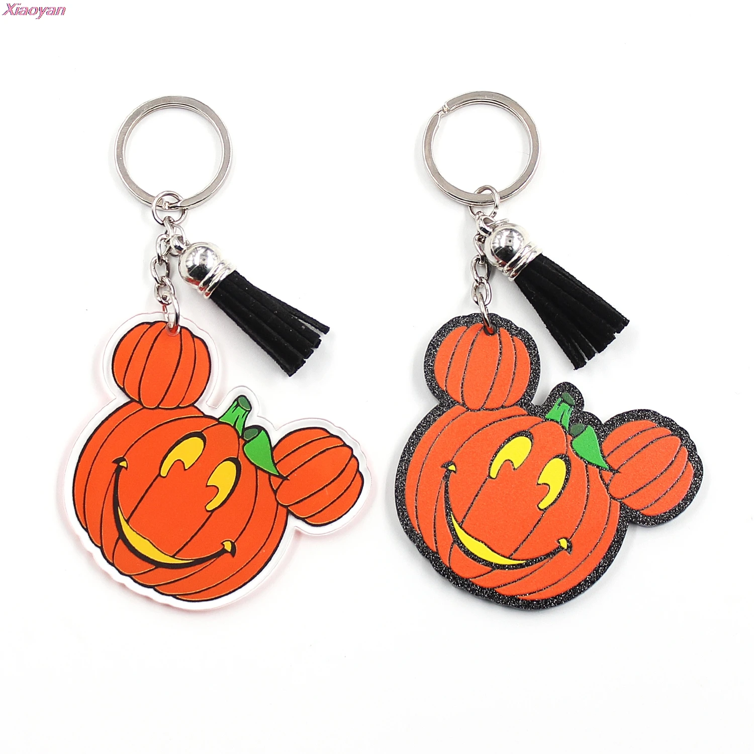 

(1 шт.) KH1010 -63 мм брелок для Хэллоуина осень прозрачный черный блестящий голова мыши Тыква акриловый брелок