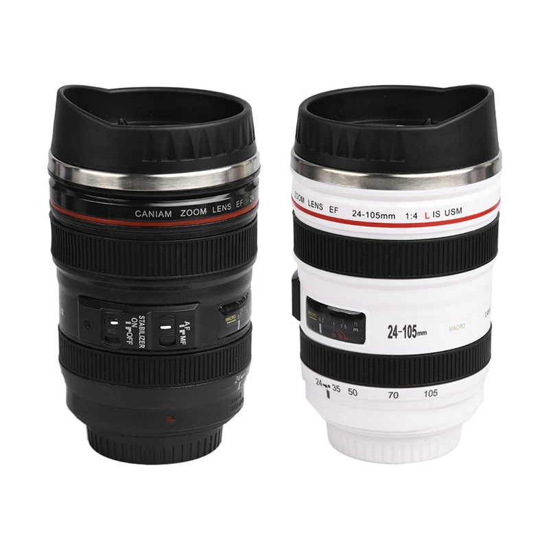 2 Color 24-105MM Lens Coffee Mug Travel Thermos Tumbler Stainless Steel Water Bottle Creative Insulated Cold Cup New Camera | Дом и сад