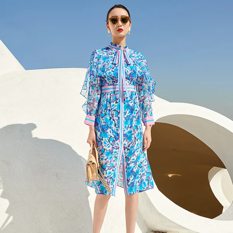 

Green YELLOW Floral Women Silk Dresses Spring Summer Long Casual Sexy Office Work Beach Dress Plus Size A Line Elegant Dropship