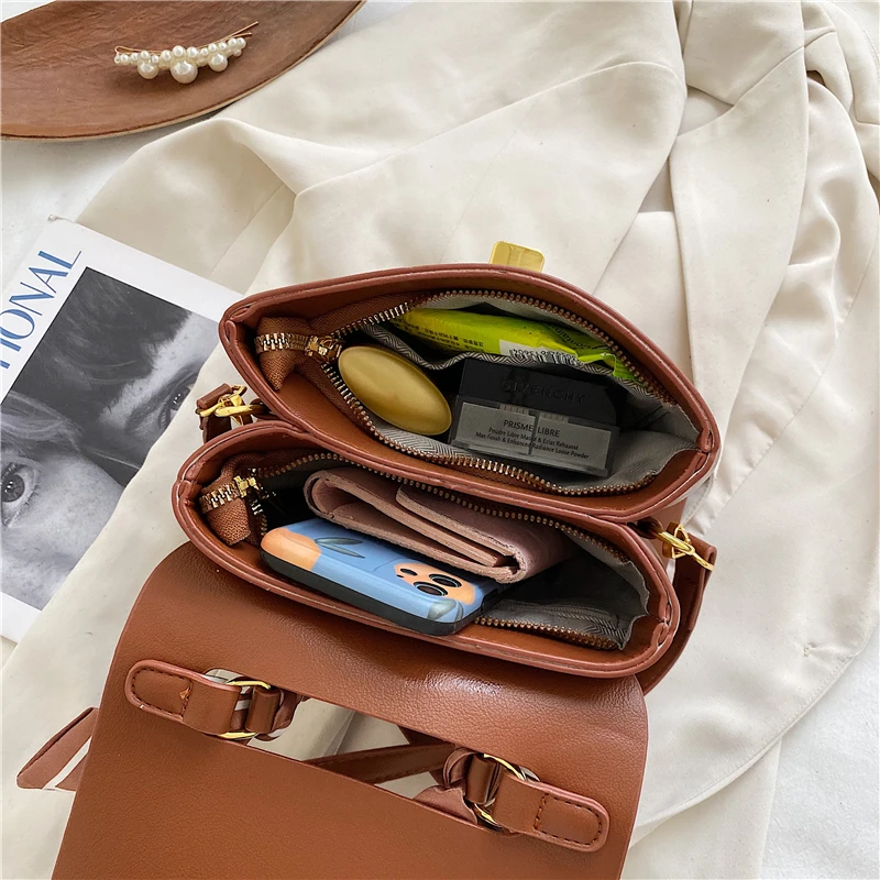 

Burminsa Retro Small Handbags For Women Srarf Design Large Capacity Crossbody Bags High Quality PU Leather Shoulder Bag 2021 NEW