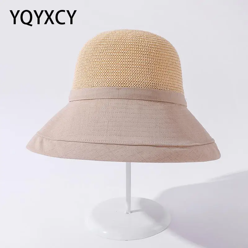 

YQYXCY Bucket Hat Spring Summer Hats For Women Knitted Top Sunhat Outdoor Breathable Fashion Korean 2021 New
