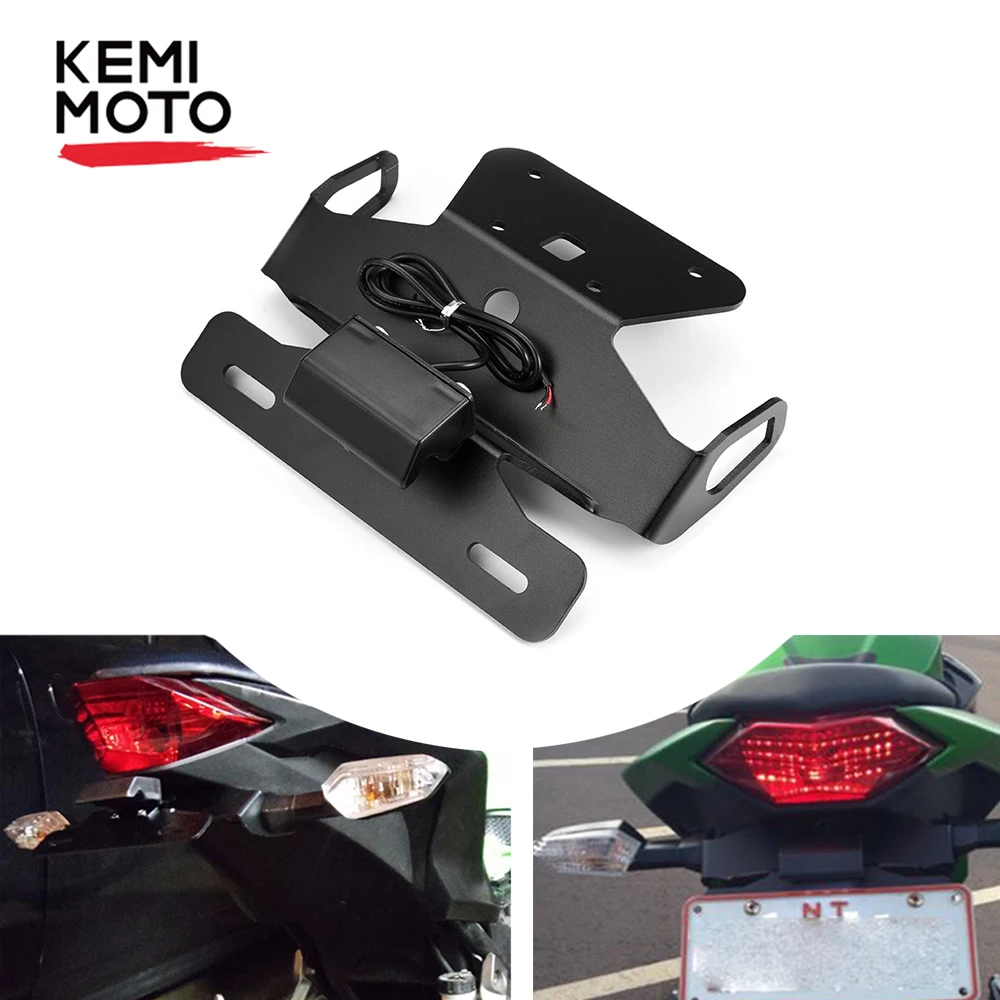 KEMiMOTO держатель номерного знака для KAWASAKI Z250 Z300 NINJA 250 300 EX250 Z250 300 светодиодный фонарь для мотоцикла Tidy Fender Eliminator