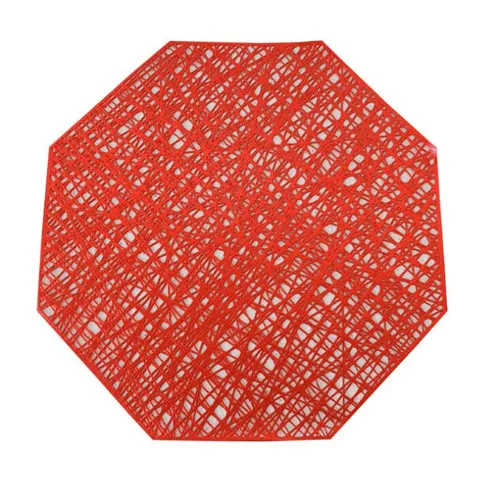 Octagon red Круглый коврик для столовых приборов, полый коврик из ПВХ, коврик для обеденного стола, кофейные подставки, 1 шт - Цвет: Octagon red