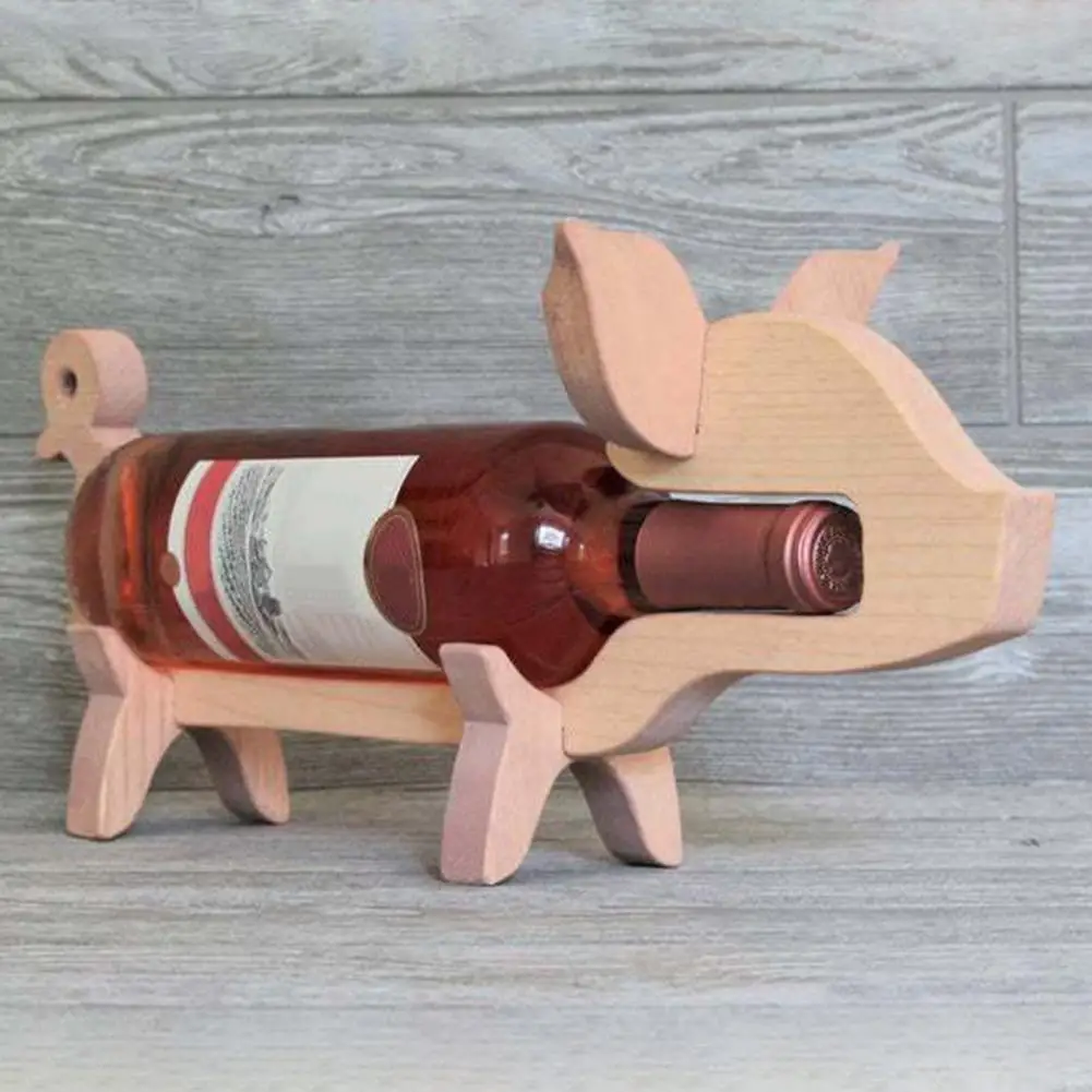 

Wine Rack Innovative Delicate Wood Dog Pig Bottle Holder Organizer Decoration for Home Father's Day Gift Decoration Ornaments