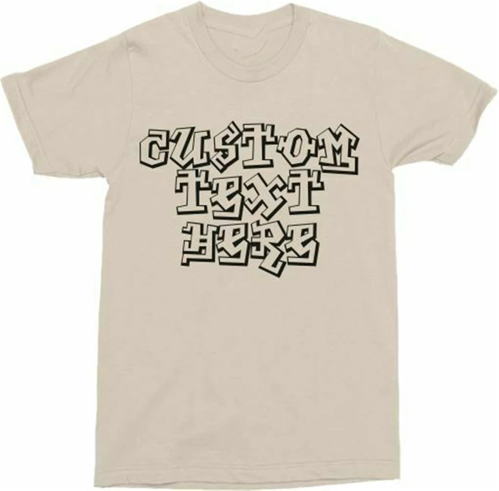 Персонализированная печать на заказ ретро граффити шрифт Футболка-хип-хоп