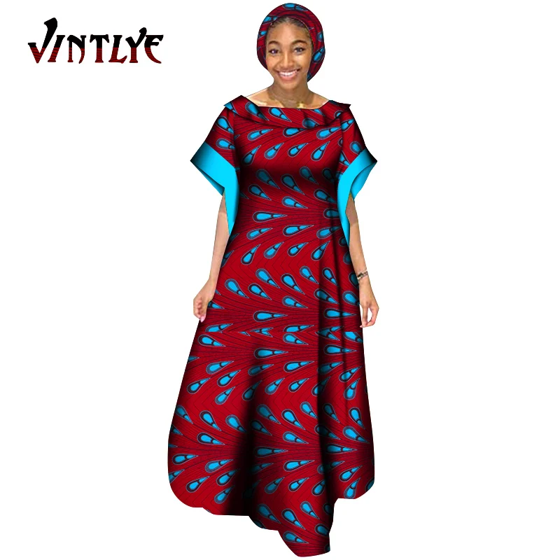 Африканские платья для женщин свободное винтажное женское платье с шарфом принт