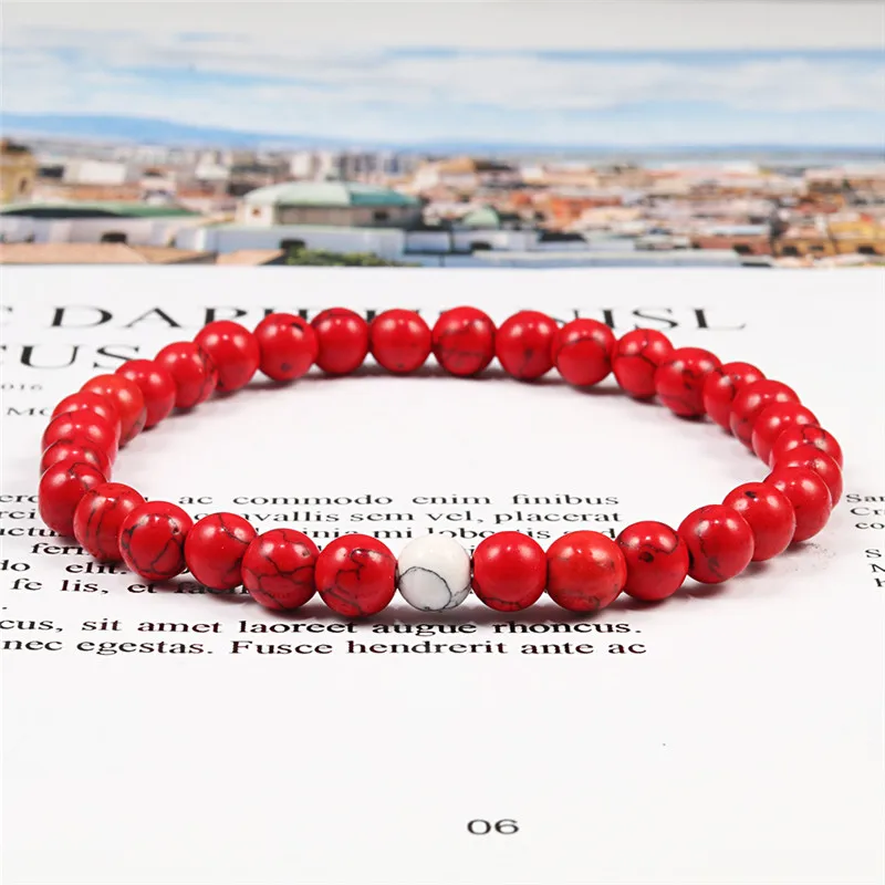 6 мм браслеты с бусинами из натурального камня для мужчин и женщин Шарм