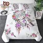 Комплект постельного белья, с рисунком Ловец снов, с цветочным рисунком, в богемном стиле, весенний, розовый, для девочек, домашний текстиль, 3 шт.