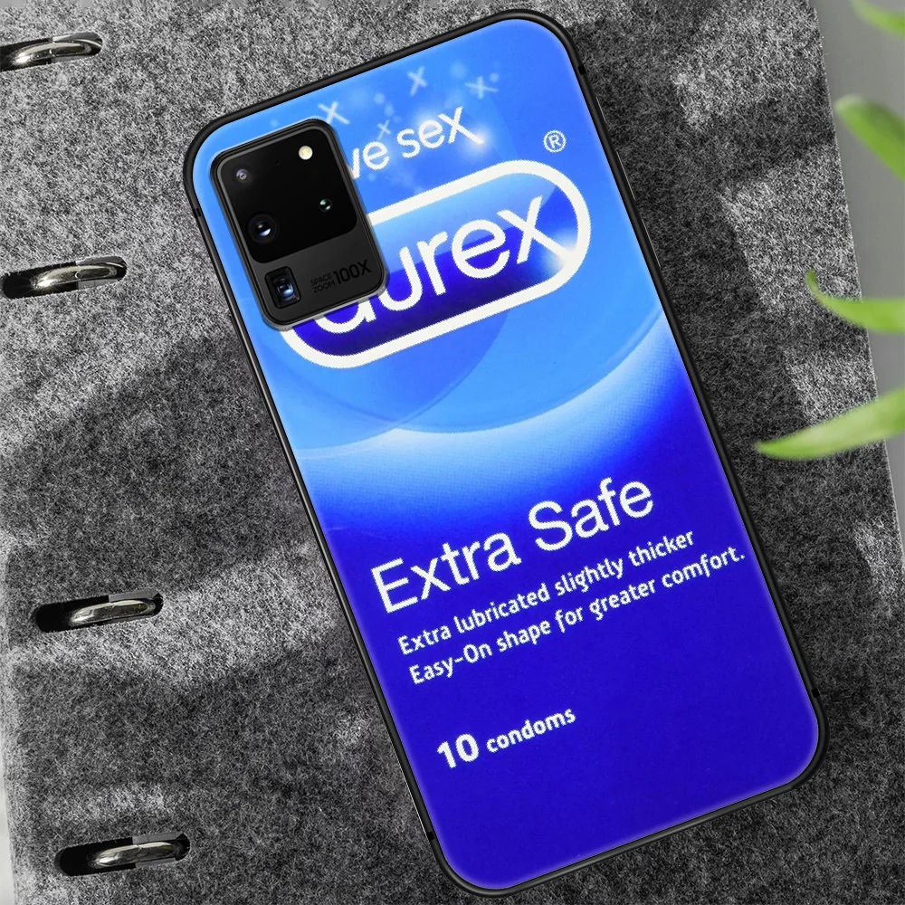 

Durex Brand Phone Case Cover Hull For Samsung Galaxy S 7 8 9 10 e 20 FE edge uitra plus Note 9 10 20 black Hoesjes Trend Coque