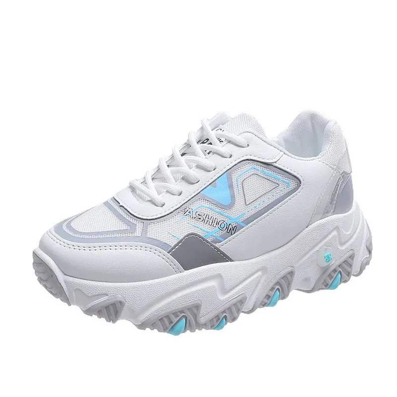 

White Sports Women Shoes Chunky Sneakers 2021 New Platform Vulcanize Shoes Woman Breathable Mesh Dad Shoes Tenis Feminino