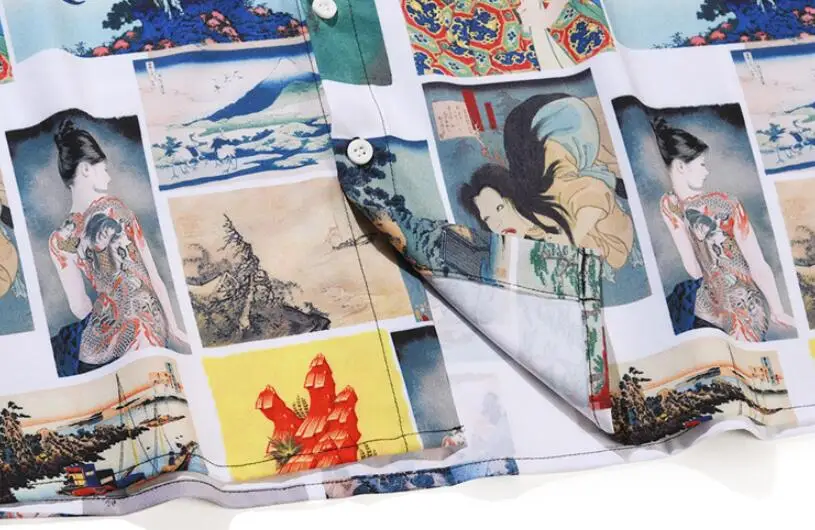 

2021 Summer Fashion Japanese printed shirt Men Short-Sleeve Plus size Casual Single Breasted Hip Hop Shirt Streetwear w1619