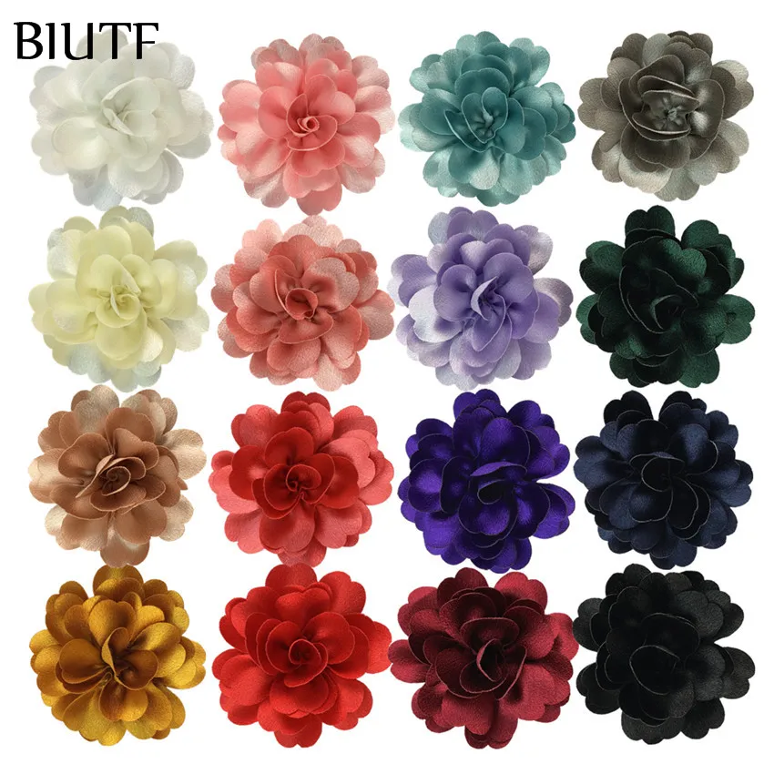 100 шт./лот оптовая продажа шикарный тканевый цветочный принт с/без заколки для