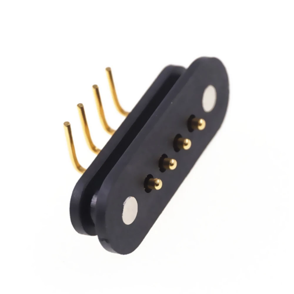 1 Pair Spring-Loaded Magnetic Pogo pin connector 4 Pitch 2.5 mm through hole Angled male female 2A 36V DC Power Charge Probe |